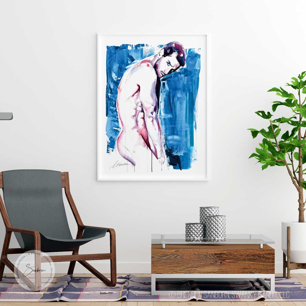 Richness of Solitude Man in Tight Pose - Drip Style - Giclee Art Print