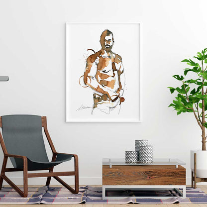 Strong Male Shirtless - Made with Instant Coffee Giclee Art Print