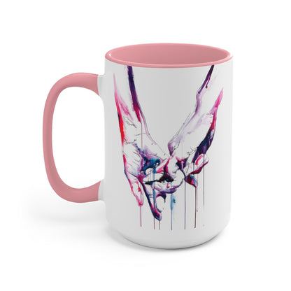 Simple Gesture of Love - Pinkie Love - Two-Tone Coffee Mugs, 15oz