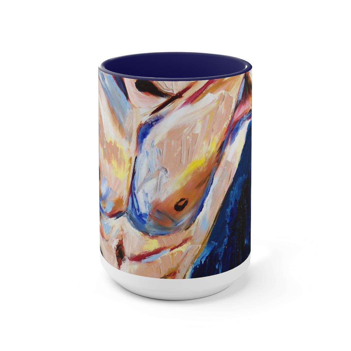 The Strong Male Chest in Oil - Two-Tone Coffee Mugs, 15oz