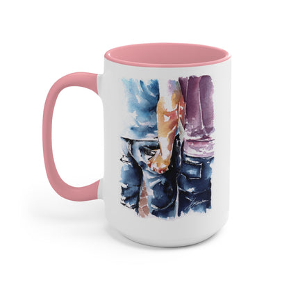 Love at the Festival - Love is Love  - Two-Tone Coffee Mugs, 15oz