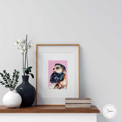 Bearded Man Erotica Original Watercolor Gay Art by Brenden Sanborn Artist Brenden Sanborn