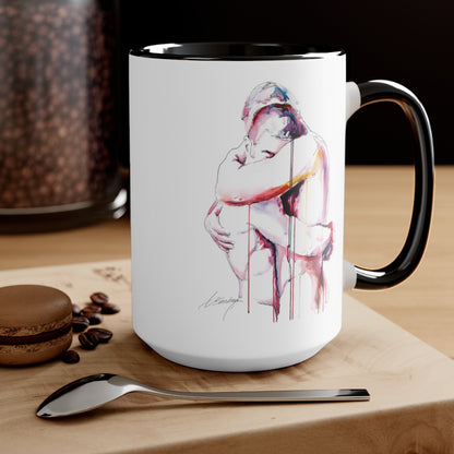 Love is Love Two Men Embracing - Two-Tone Coffee Mugs, 15oz