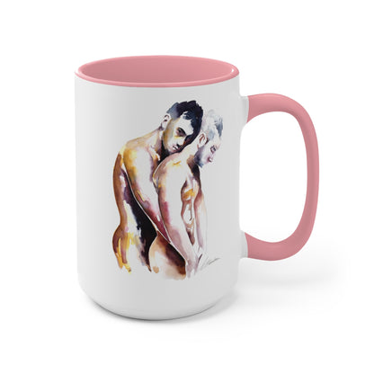 The Tender Moment of Our Embrace - Two-Tone Coffee Mugs, 15oz