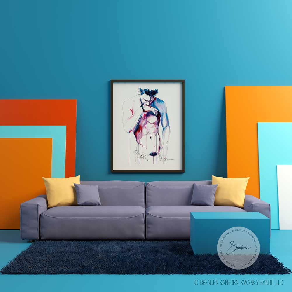 Shirtless Male Changing - Drip Style - Giclee Art Print