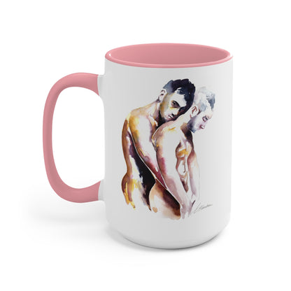 The Tender Moment of Our Embrace - Two-Tone Coffee Mugs, 15oz