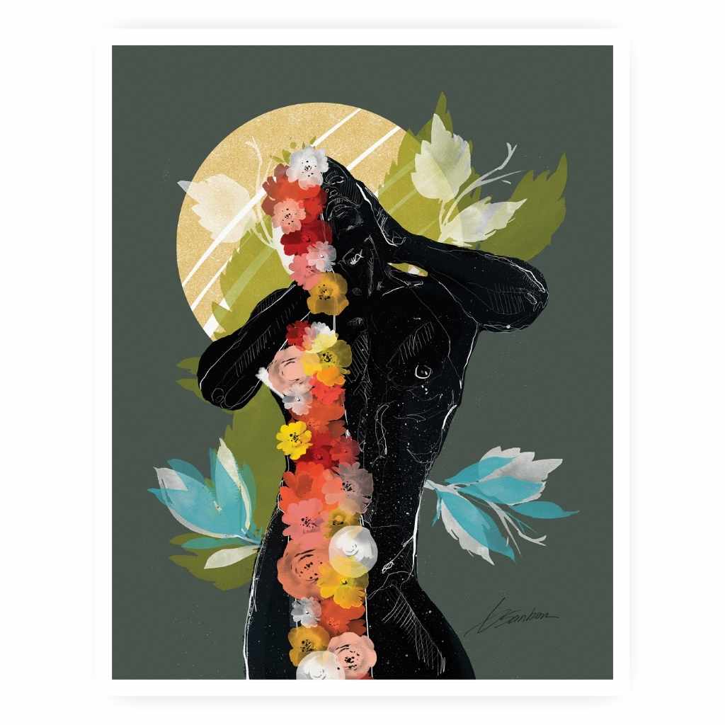 Cascade of Nature - Man Covered in Flowers - Giclee Art Print