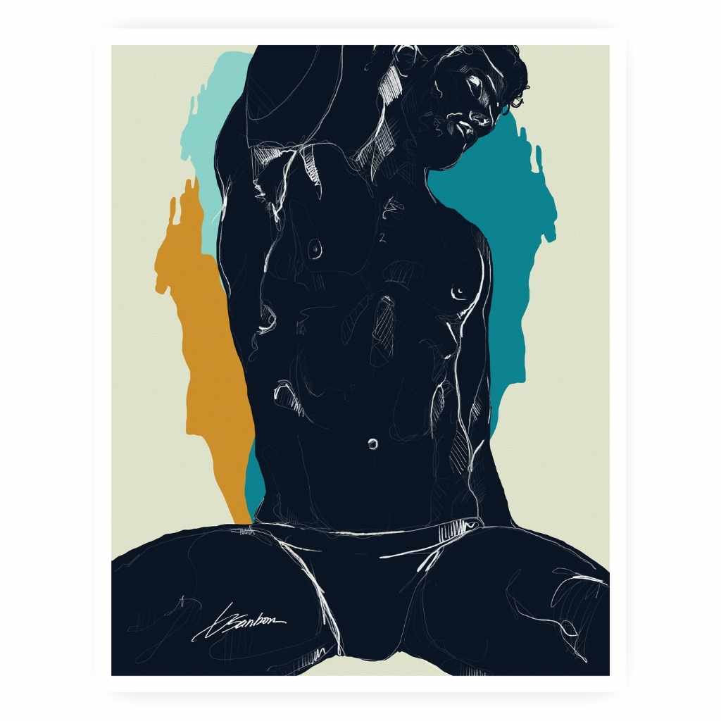 Whispers at Night Man in His Underwear - Giclee Art Print