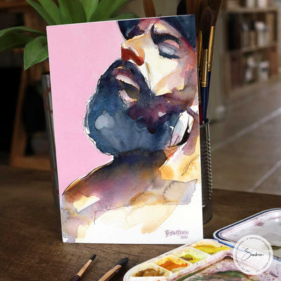 Bearded Man in Baseball Cap - Original Watercolor Painting Artist Brenden Sanborn