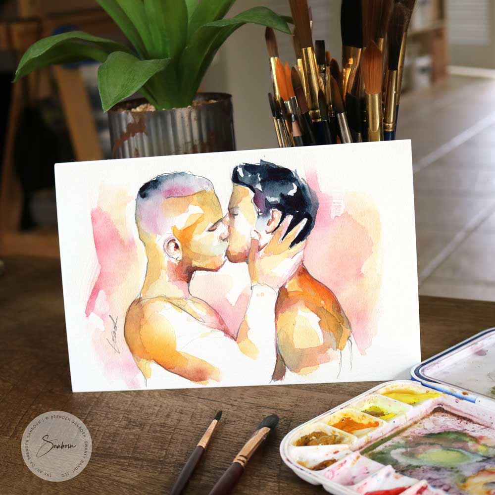 The Strength of Our Love - Kiss - Original Watercolor Painting