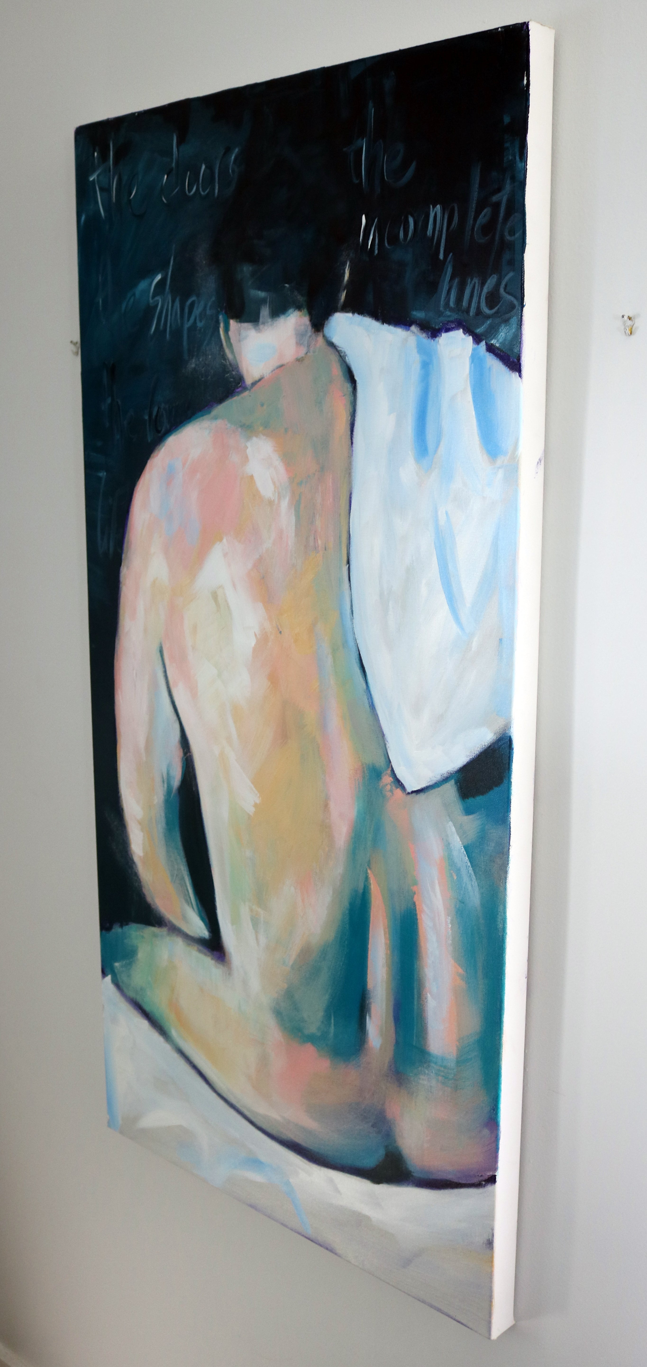 They Sat With Their Thoughts 24x48" - Male Nude Art - Original Acrylic Painting