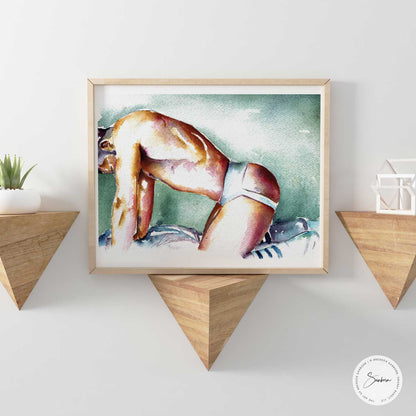 Male Nude Art Print of Muscular Figure in Jock Strap - Giclee Art Print