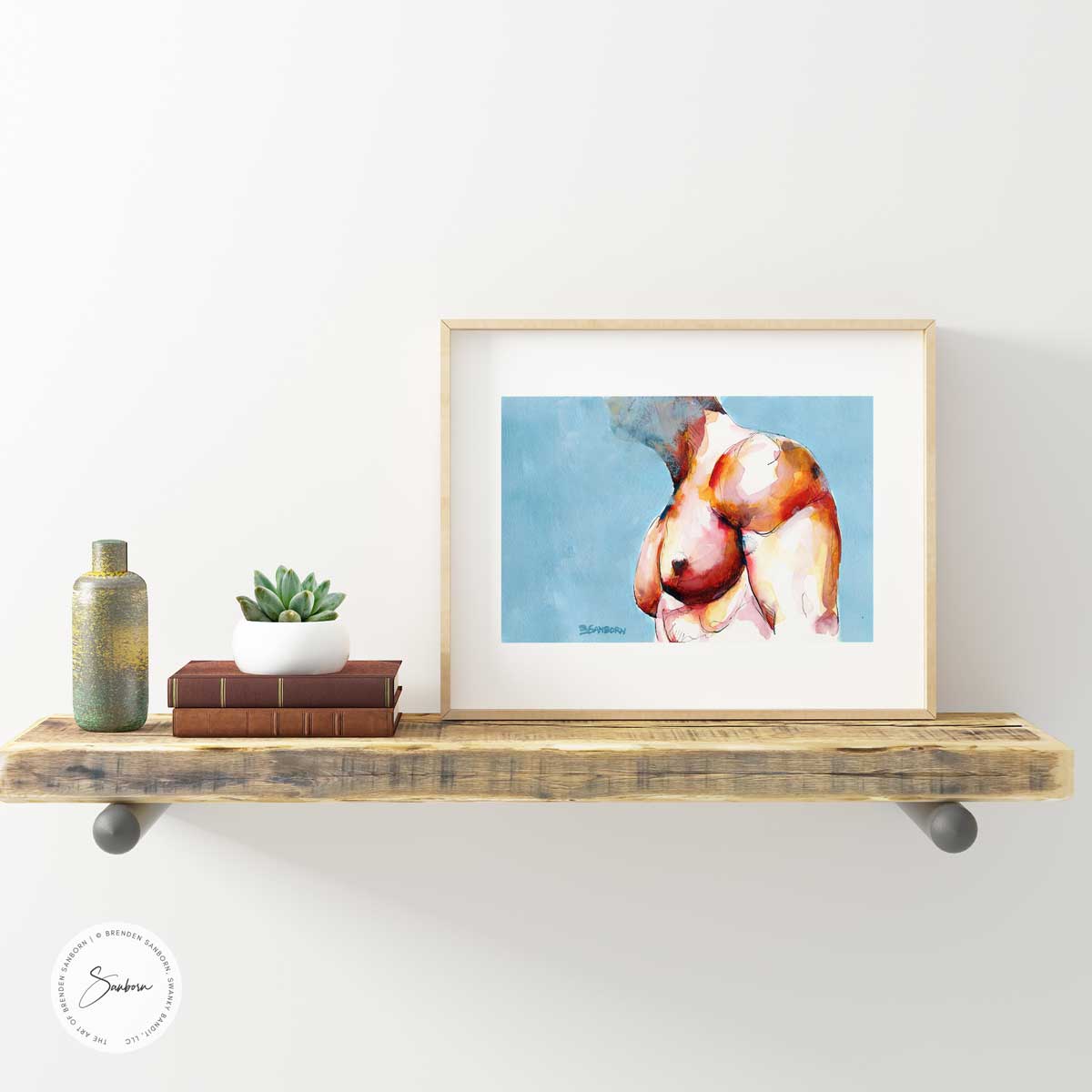 Muscular Male Torso - Original Watercolor Painting