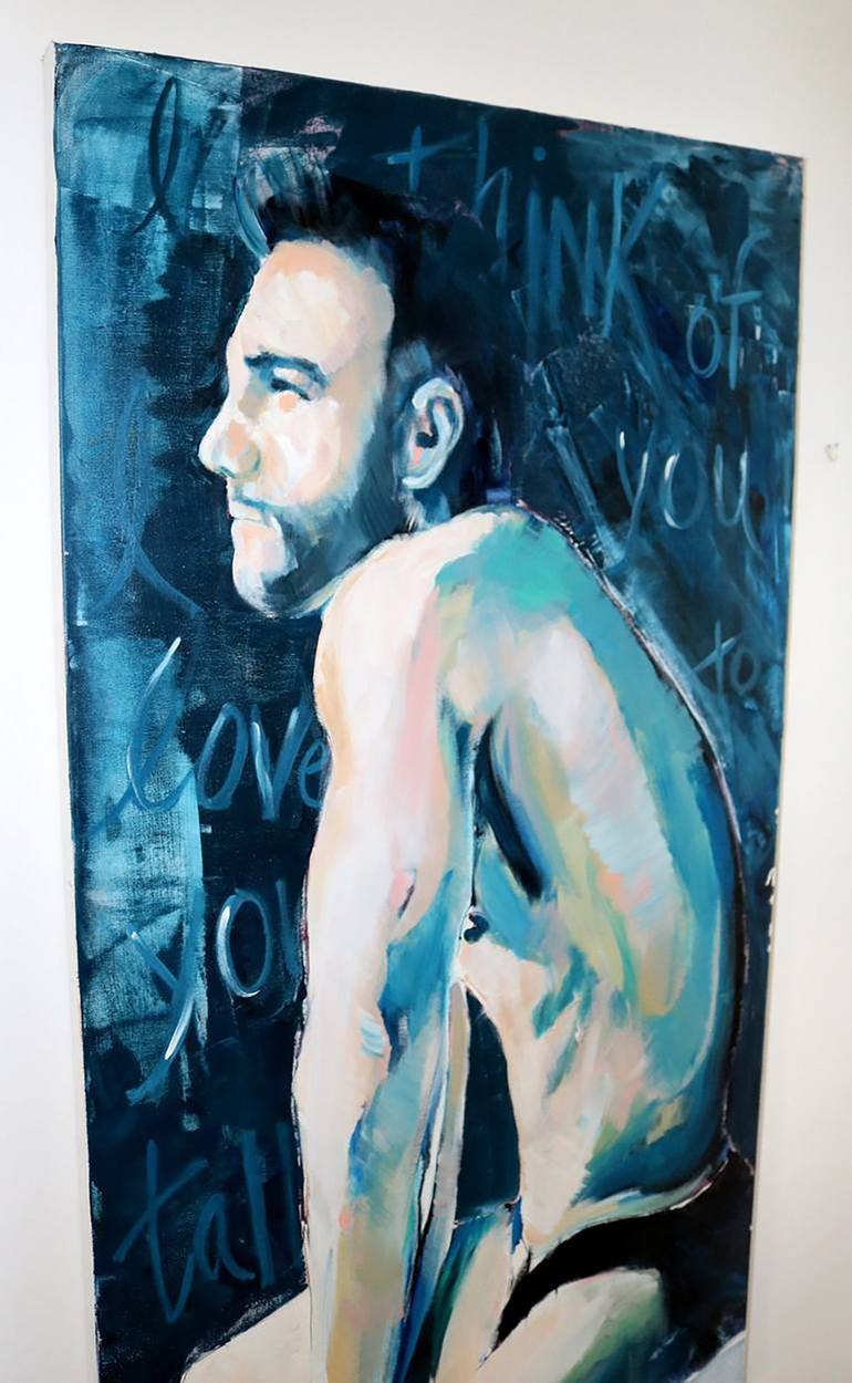 They Sat With Their Thoughts 24x48" - Male Nude Art - Original Acrylic Painting