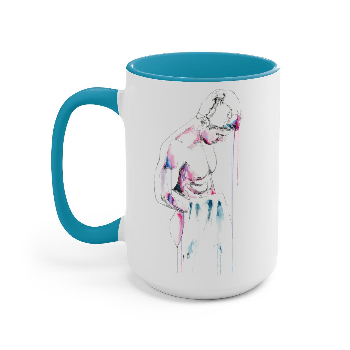 Wet And Out of the Shower - Two-Tone Coffee Mugs, 15oz
