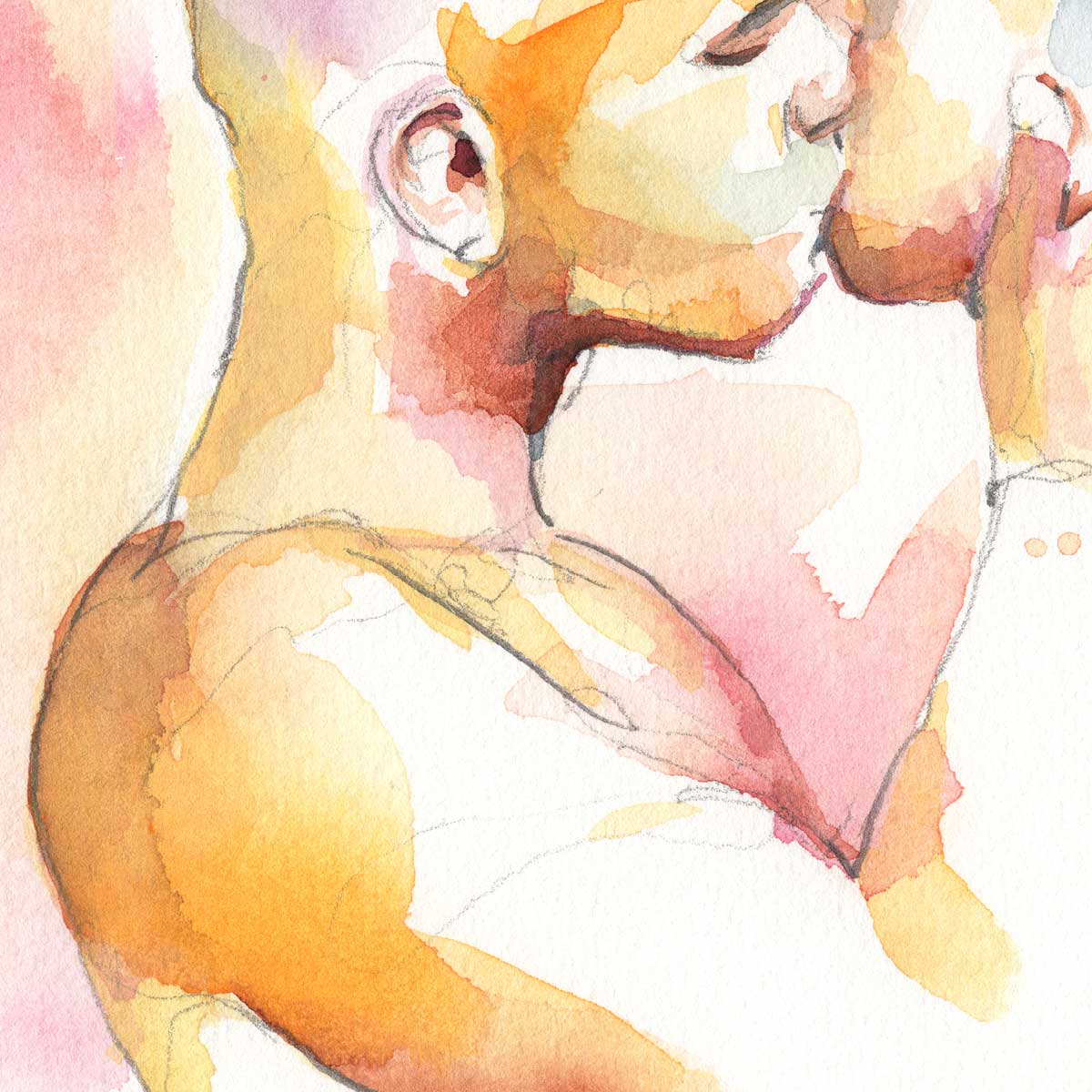 The Strength of Our Love - Kiss - Original Watercolor Painting