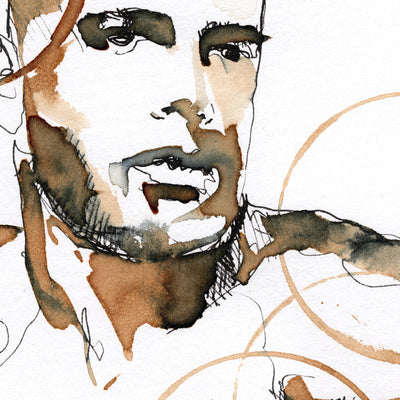 Shirtless man in contemporary style - Original Coffee Art Artist Brenden Sanborn