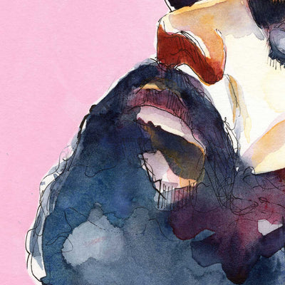 Bearded Man in Baseball Cap - Original Watercolor Painting Artist Brenden Sanborn