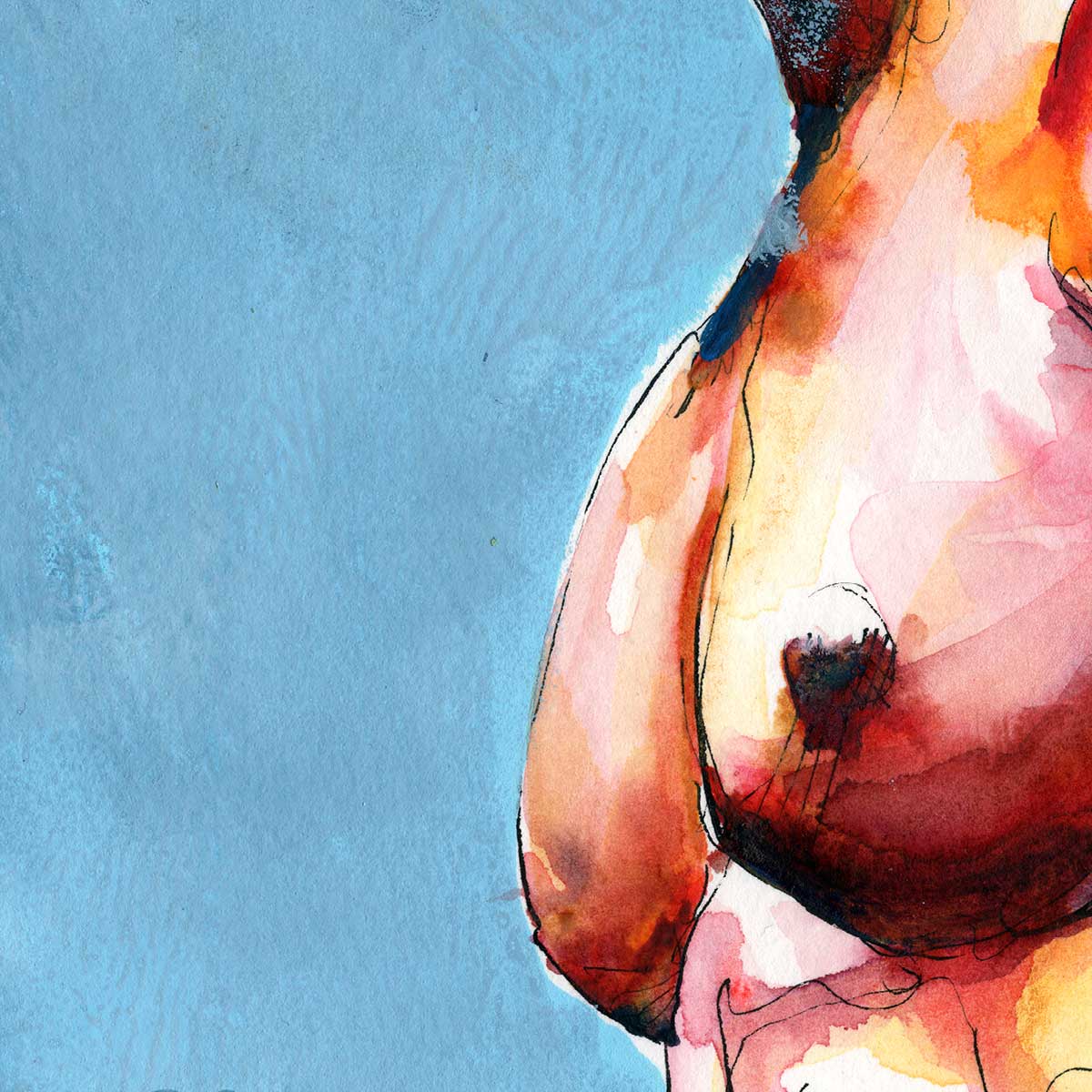 Muscular Male Torso - Original Watercolor Painting