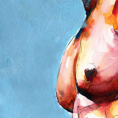 Muscular Male Torso - Original Watercolor Painting Artist Brenden Sanborn