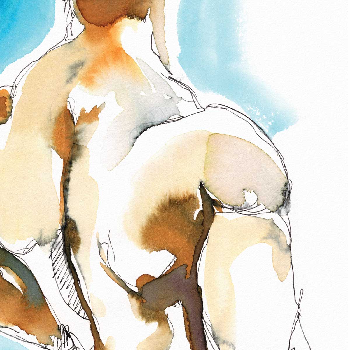 Strong Back and Firm Butt - Ink and Watercolor - Giclee Art Print
