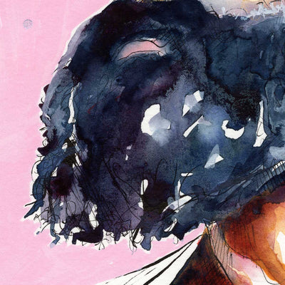Bearded Man Erotica Original Watercolor Gay Art by Brenden Sanborn Artist Brenden Sanborn
