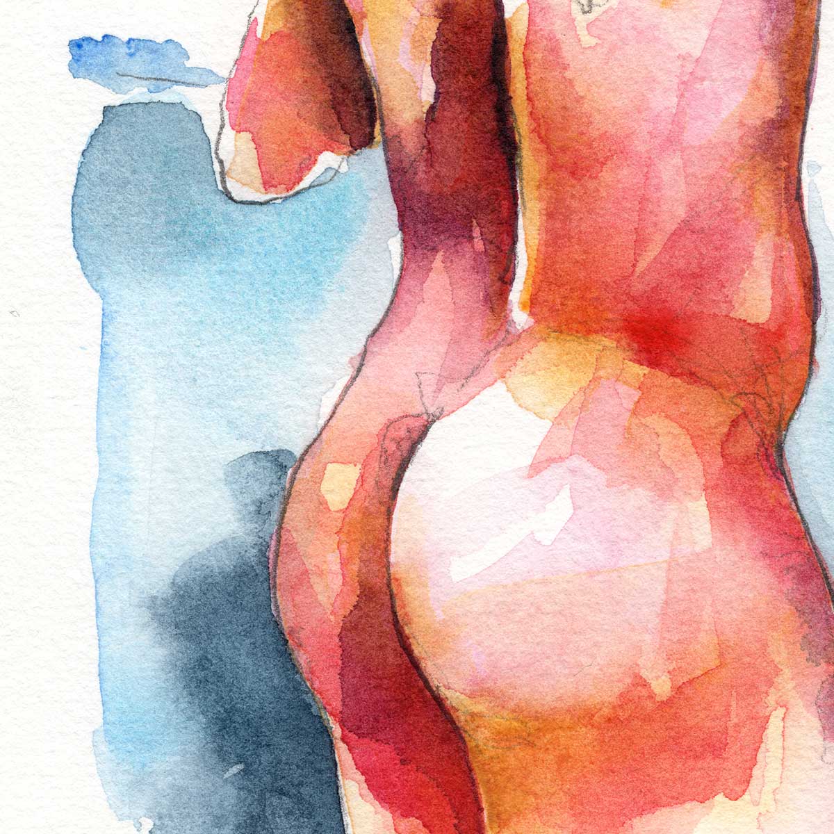 Sensual Shower - Original Watercolor Painting