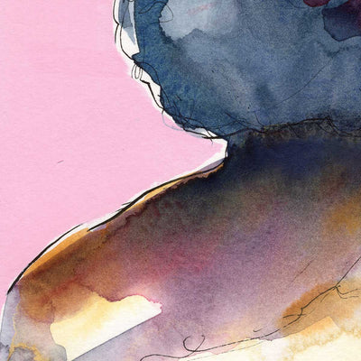 Bearded Man in Baseball Cap - Original Watercolor Painting Artist Brenden Sanborn