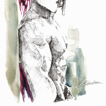 Gladiator - Ink and Watercolor - Giclee Art Print