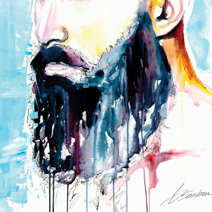 Handsome Bearded Stranger in the Road - Drip Style - Giclee Art Print