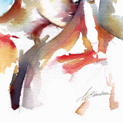 Beautiful and Tender Kiss on the Back of his Neck - Giclee Art Print