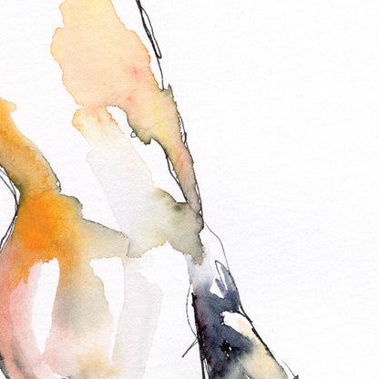 Full Nude Male Leaning Against the Wall - Original Watercolor Painting