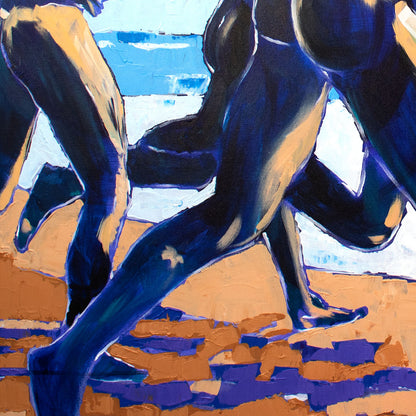 Peaches on the Beach - Male Runners Nude - Original Acrylic Painting