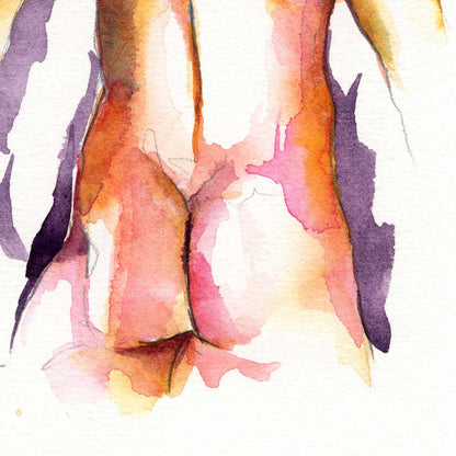Strong Backside - Male Body - Original Watercolor Painting