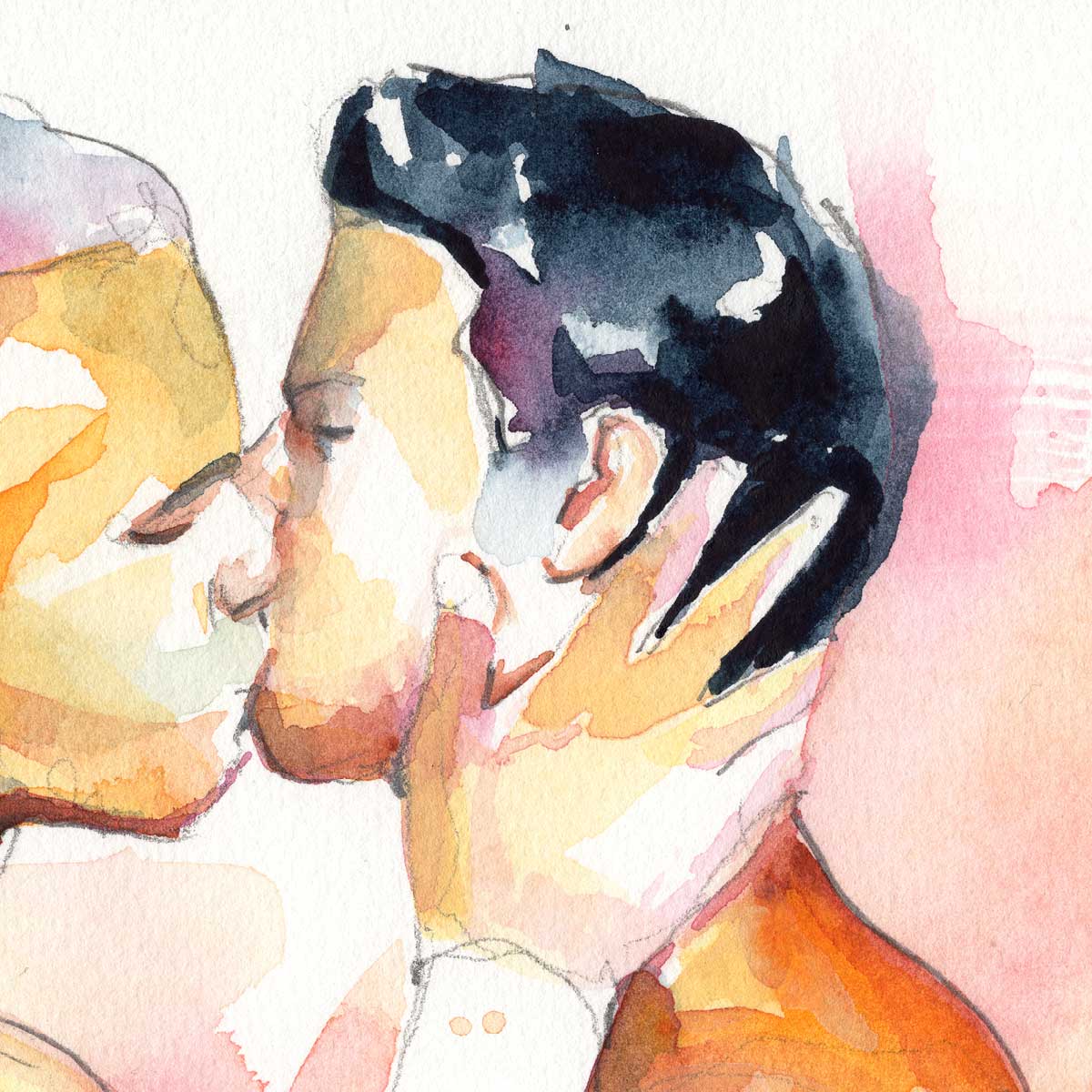 The Strength of Our Love - Kiss - Original Watercolor Painting