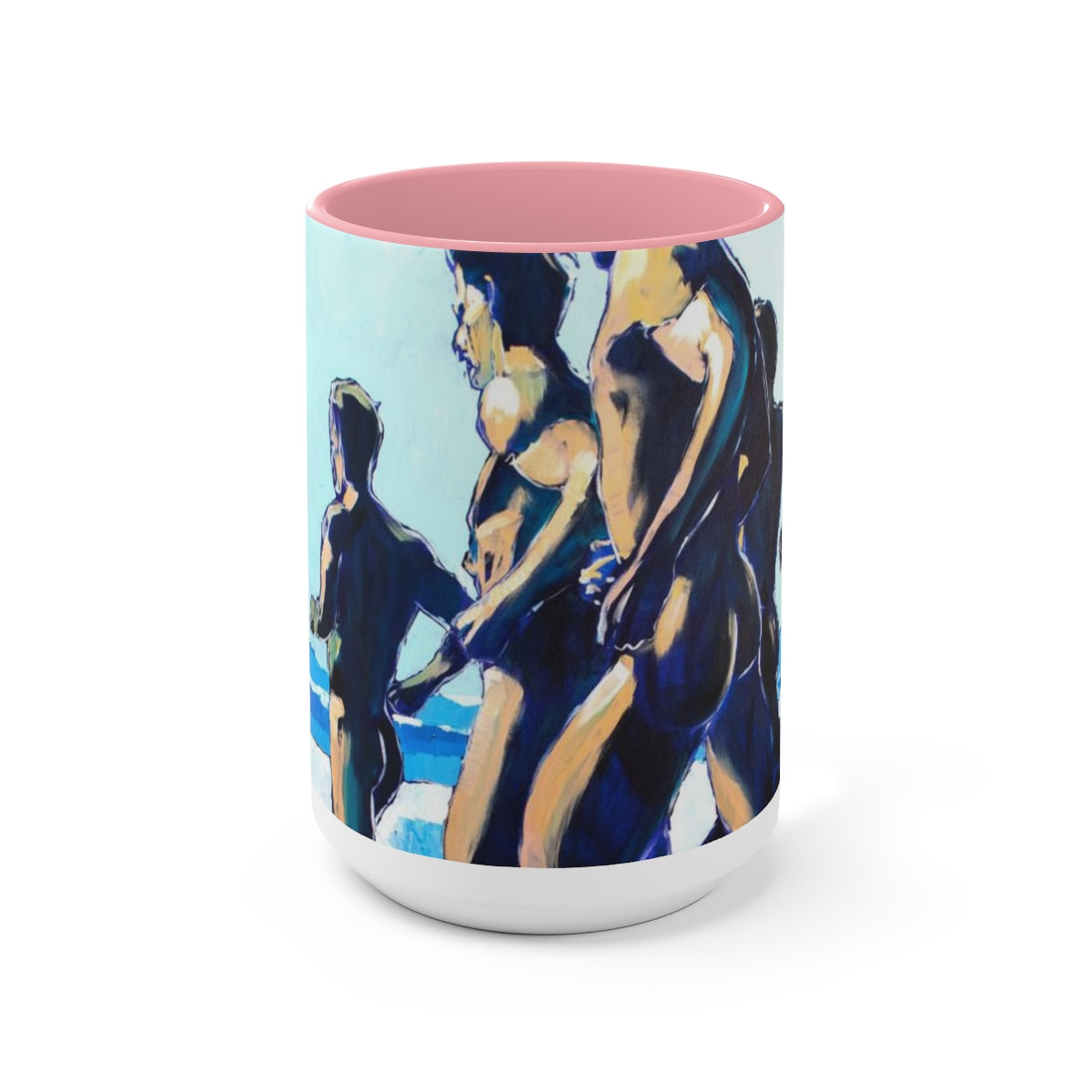 Nude Male Runners on the Beach - Two-Tone Coffee Mugs, 15oz