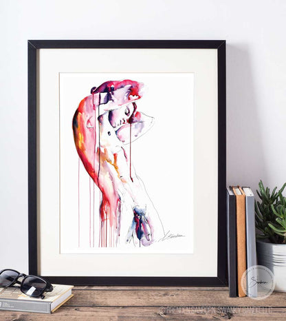 In the Moment of a Lifetime Leaning Male Full Nude - Drip Style - Giclee Art Print