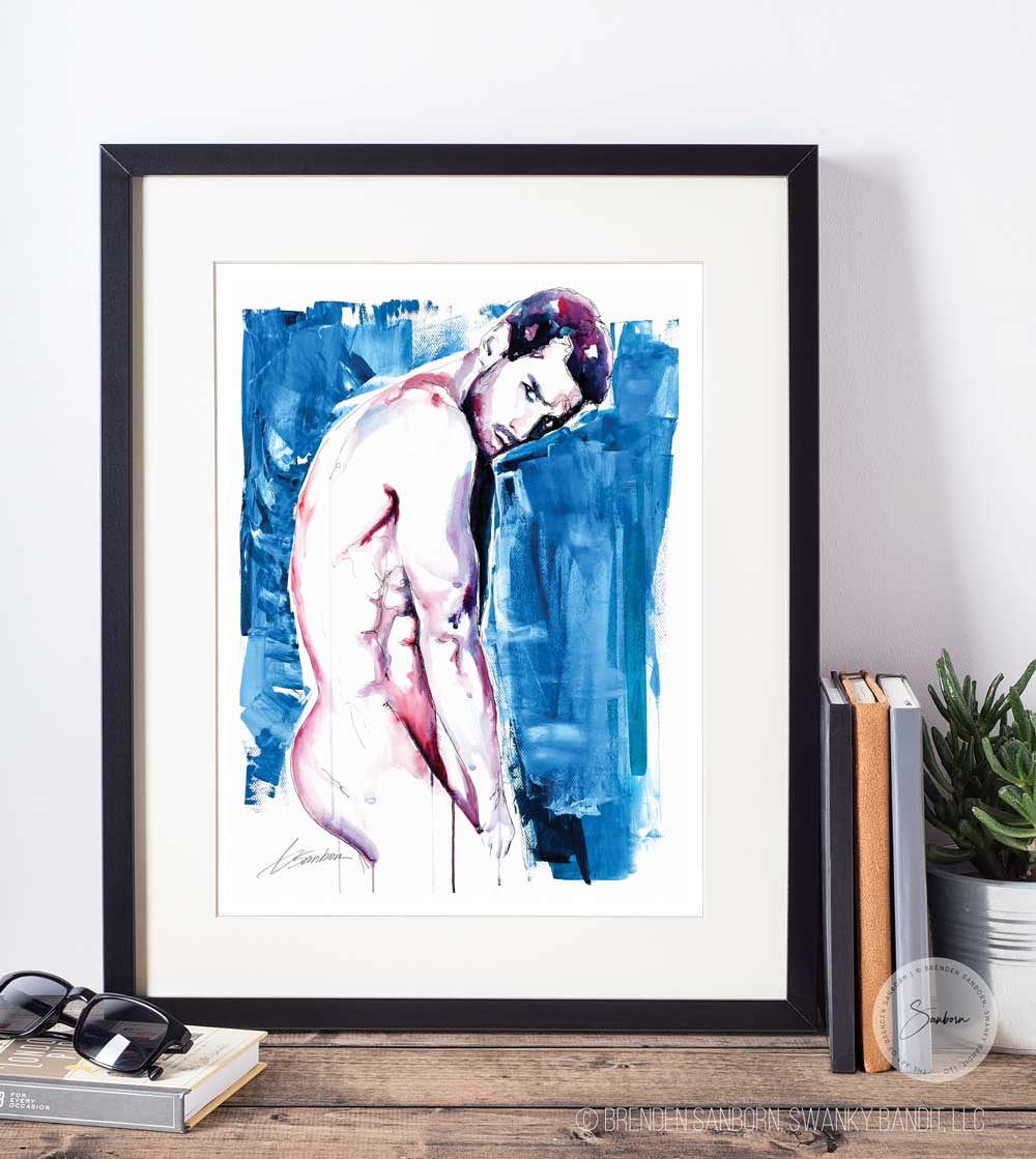 Richness of Solitude Man in Tight Pose - Drip Style - Giclee Art Print