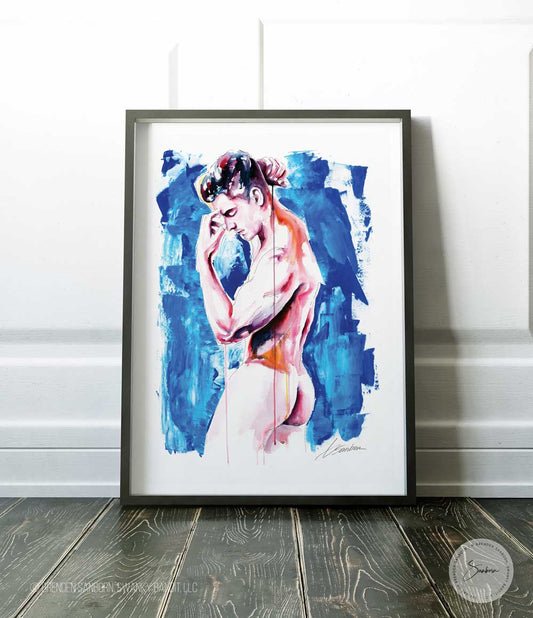 Grace and Pleasure of the Male Rear - Drip Style - Giclee Art Print