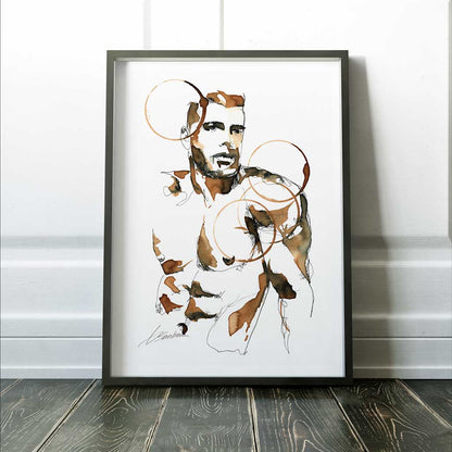 Strong Arms Behind Man - Made with Instant Coffee - Giclee Art Print