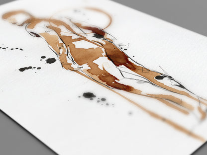 Man Standing Erotic Painting Made with Coffee by Brenden Sanbrn