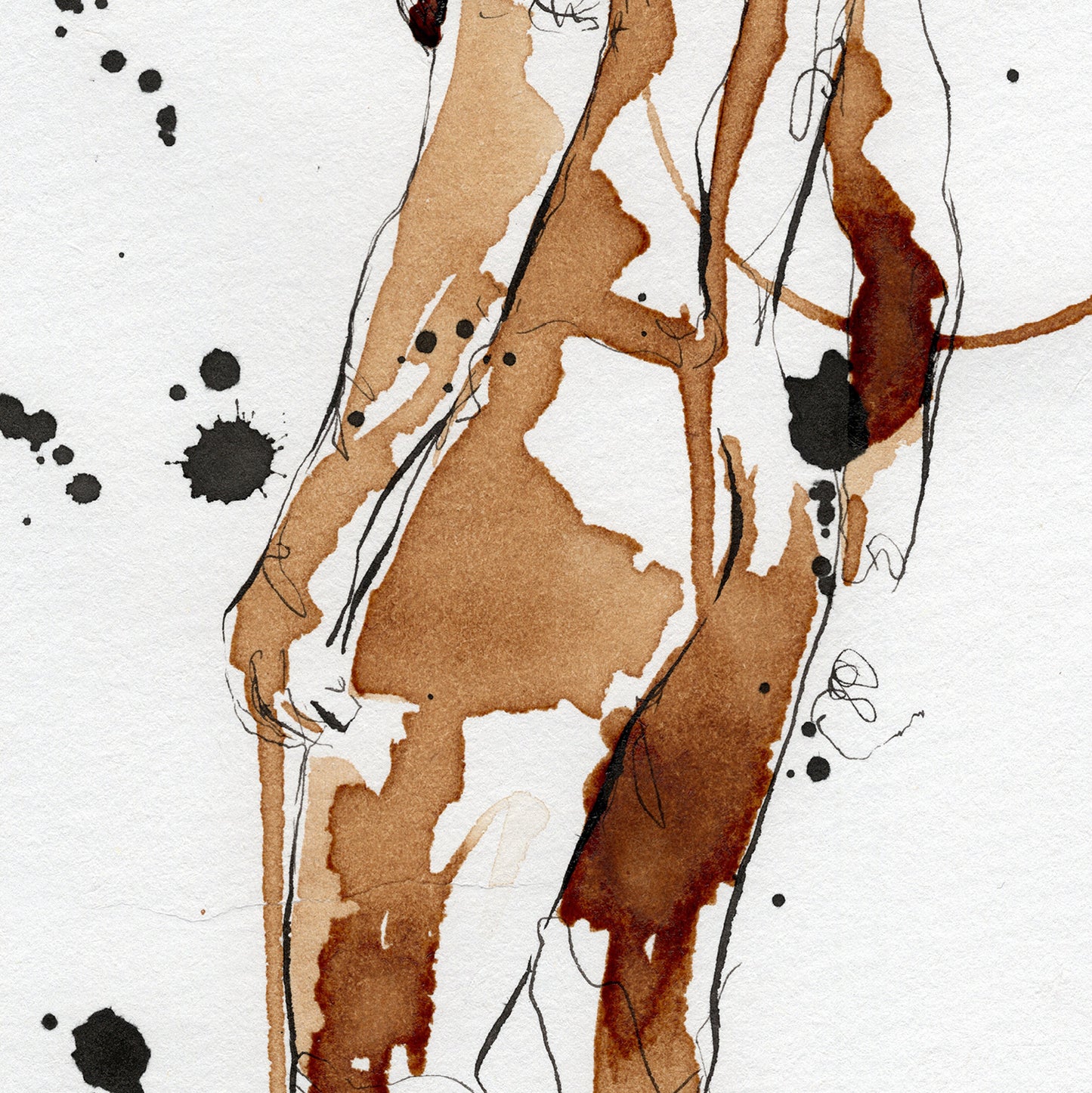 Man Standing Erotic Painting Made with Coffee by Brenden Sanbrn
