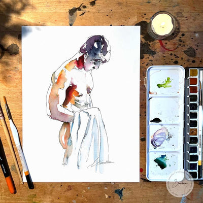 Dropping the Towel - Original Watercolor Painting Artist Brenden Sanborn