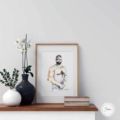 Todd Shirtless - Original Watercolor Painting Artist Brenden Sanborn