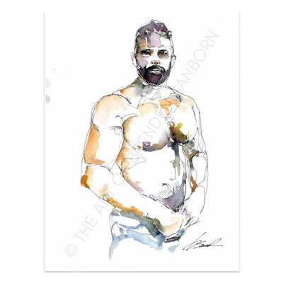 Todd Shirtless - Original Watercolor Painting Artist Brenden Sanborn