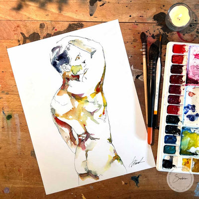 He Reached for Moment - Original Watercolor Painting Artist Brenden Sanborn