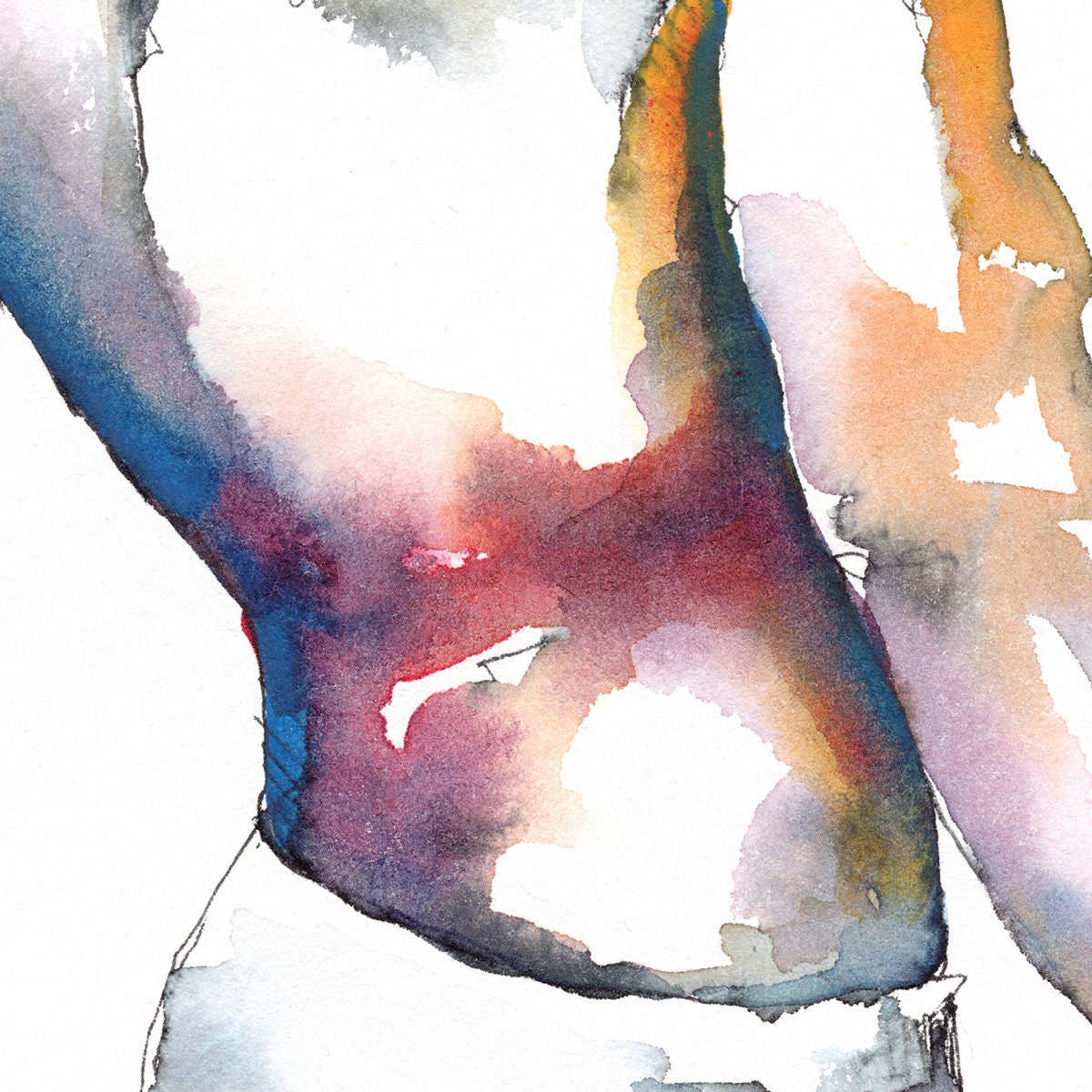 Simple Shades in White Underwear - Original Watercolor Painting