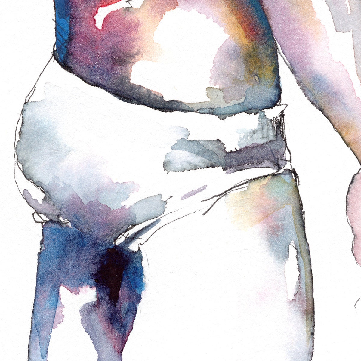 Simple Shades in White Underwear - Original Watercolor Painting