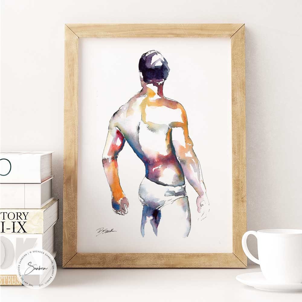 Simple Shades in White Underwear - Original Watercolor Painting