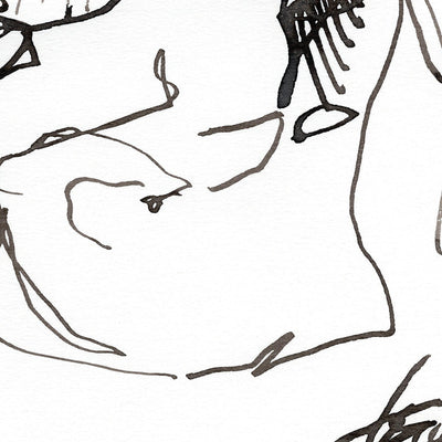 One Line Handsome Bearded Man - Original Ink on Paper Artist Brenden Sanborn